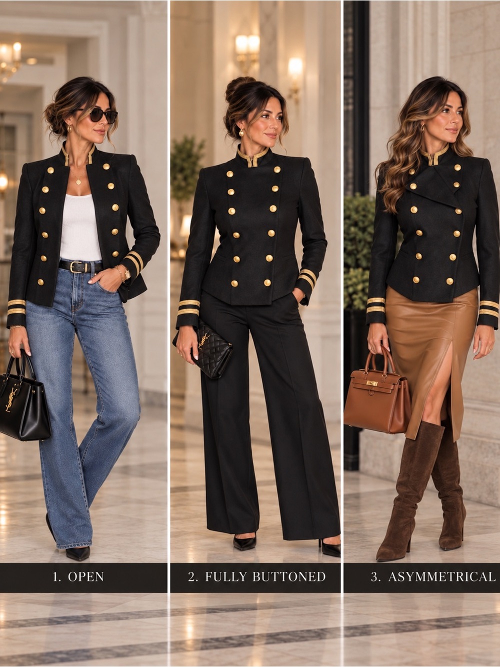 NWT Polo Ralph Lauren Black Gold Soutache Military Blazer Wool Jacket Size 4